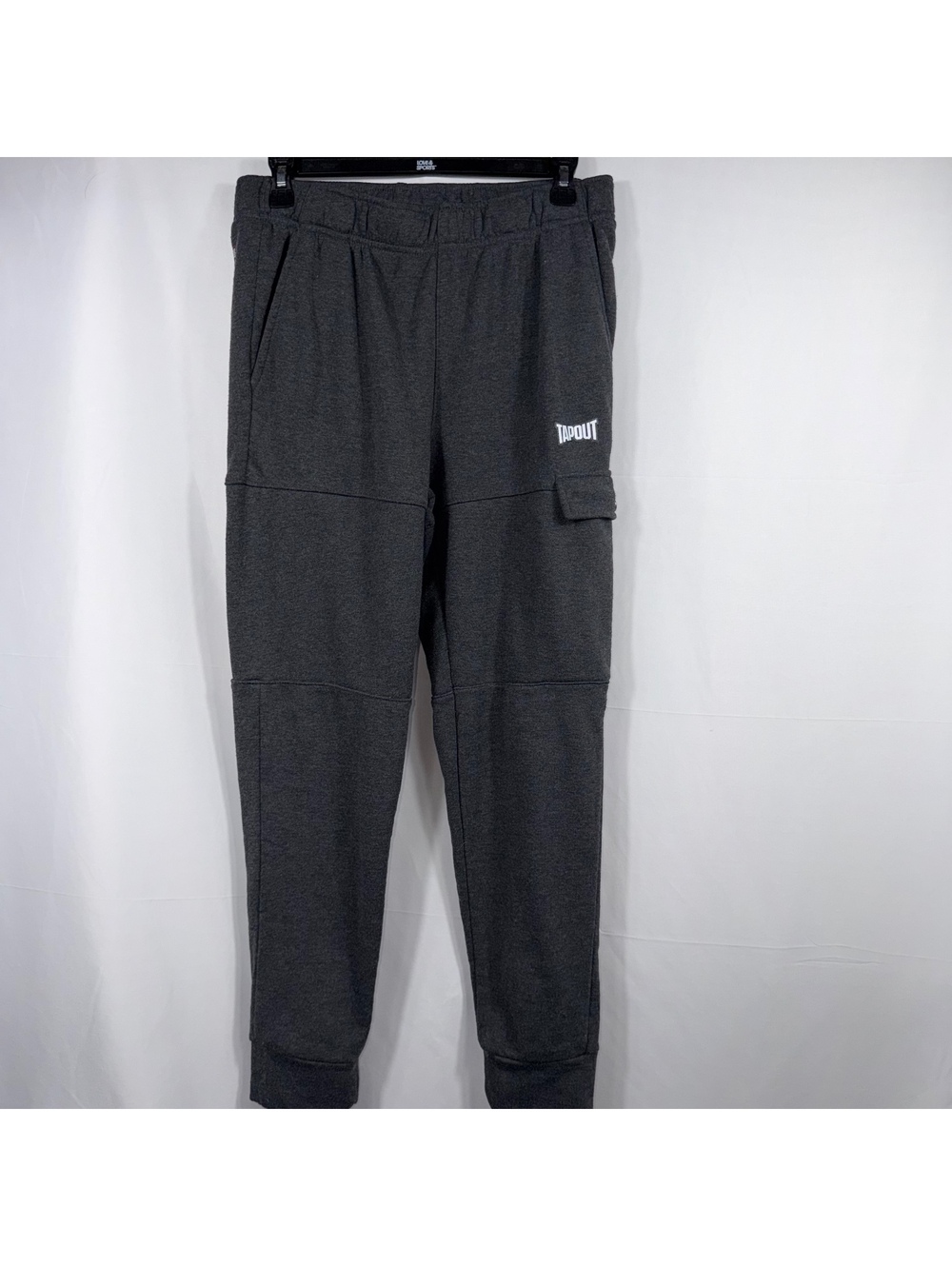Tapout Men’s Gray Fleece Cargo Jogger Sweatpants Medium Athletic Lounge